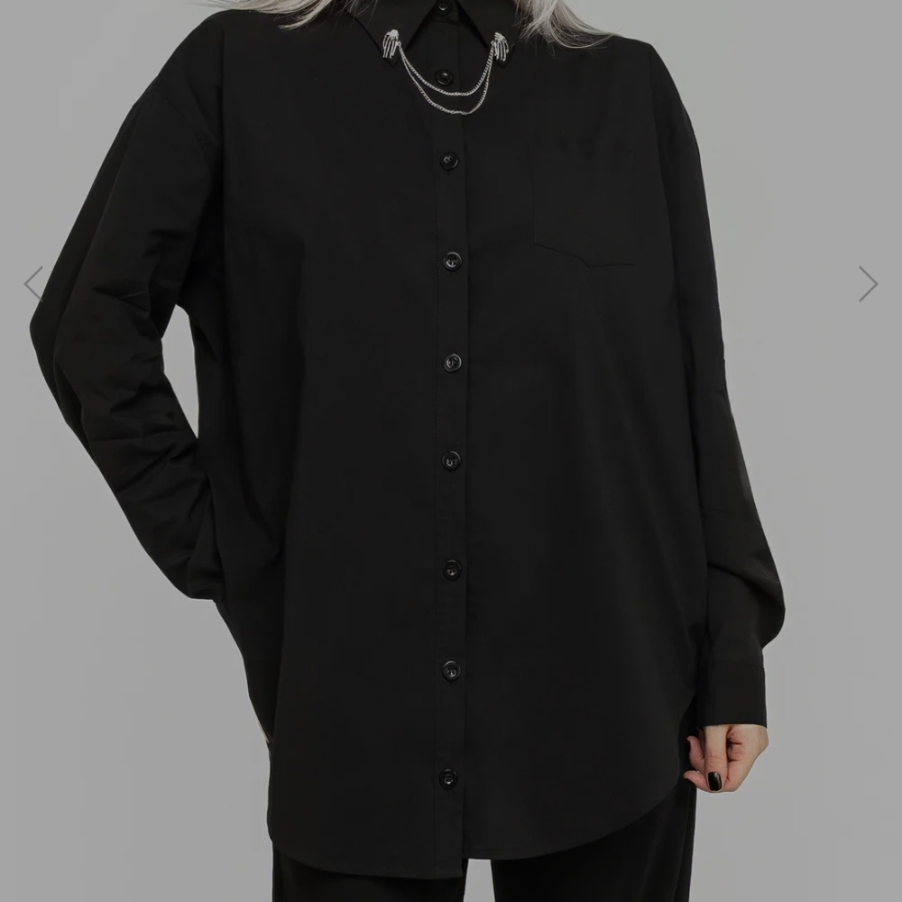 Disrurbia Chiromancy Collar Loose Fit Shirt - Black button up goth skelleton